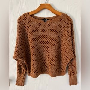 EXPRESS Wide Knit Batwing Sweater, SIZE Large, Rust Color